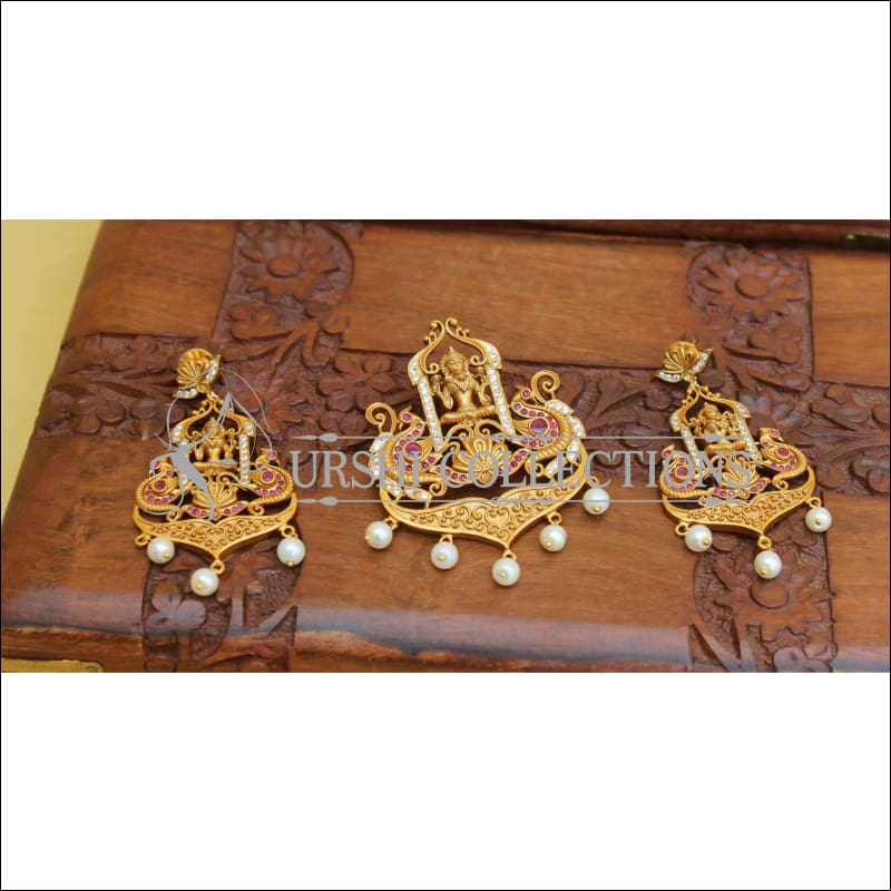 Designer Matte Finish Temple Pendant Set UC-NEW2203 - Pendant Set
