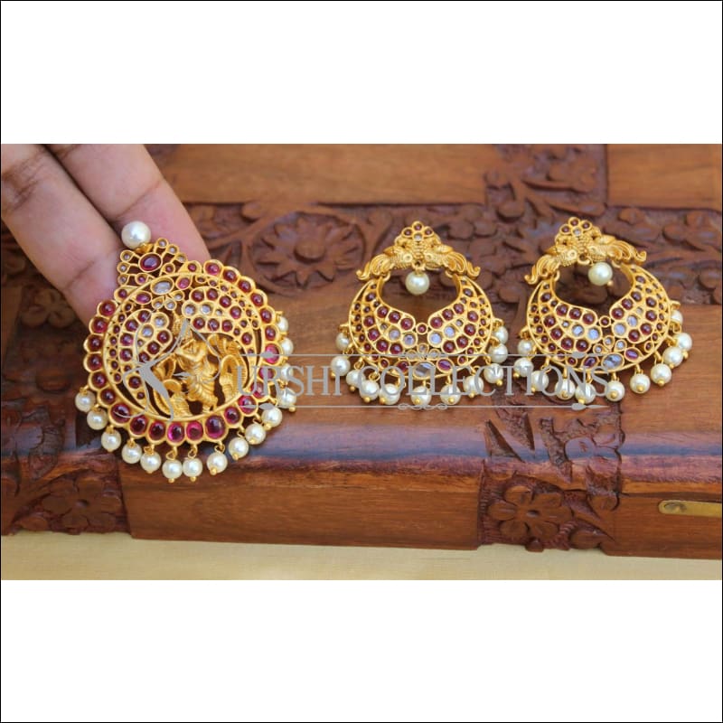 DESIGNER MATTE FINISH TEMPLE PENDANT SET UC-NEW3051 - red - Pendant Set