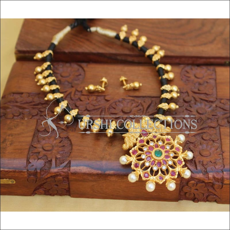 DESIGNER MULTI COLOUR PEACOCK THREAD NECKLACE SET UC-NEW2989 - Necklace Set