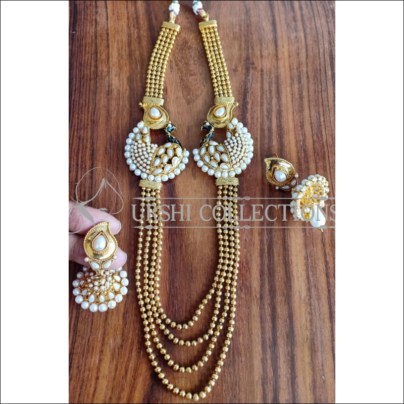 DESIGNER MULTY LAYER PEACOCK NECKLACE SET UTV906 - WHITE - Necklace Set