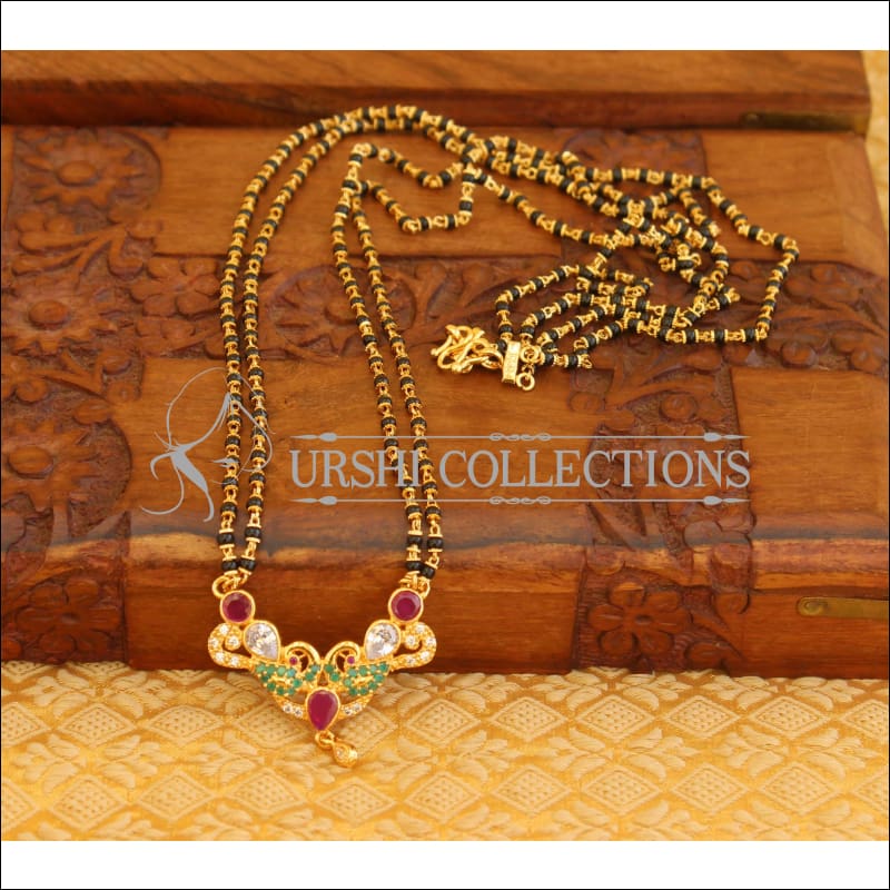 Designer peacock black bead necklace M197 - MULTY - Mangalsutra