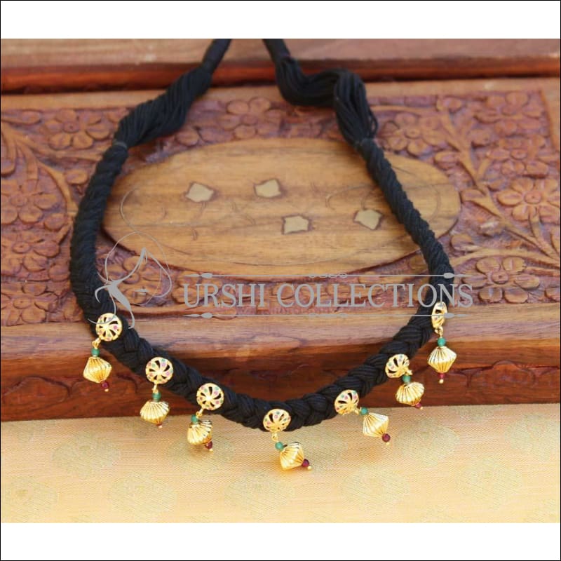 Designer Peacock Black Thread Necklace UC-NEW990 - Necklace Set
