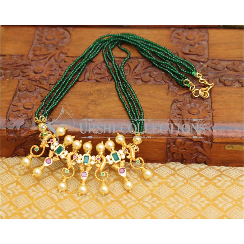 DESIGNER PEACOCK HANDMADE NECKLACE UTV68 - GREEN - Necklace Set
