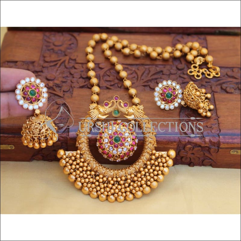 DESIGNER PEACOCK MATTE NECKLACE SET UC-NEW3123 - MULTI - Necklace Set