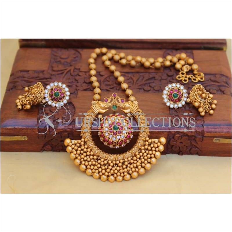 DESIGNER PEACOCK MATTE NECKLACE SET UC-NEW3123 - Necklace Set