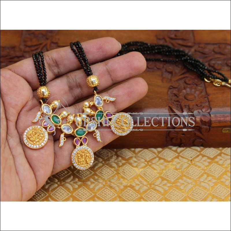 DESIGNER PENDANT SET WITH CRYSTAL BEADS UC-NEW3307 - BLACK - Pendant Set