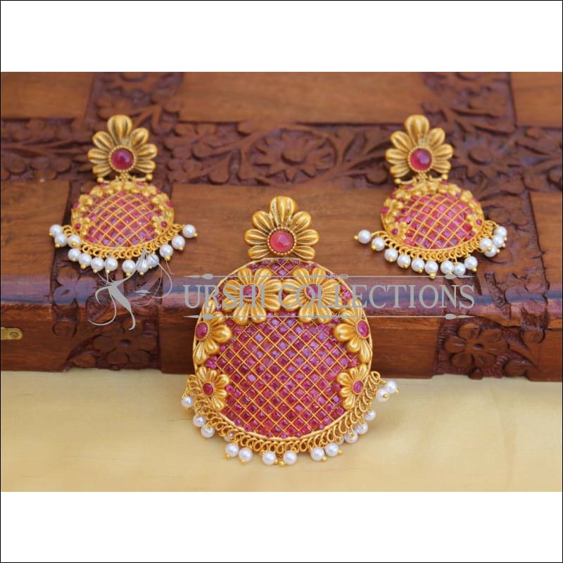 DESIGNER PINK MATTE FINISH PENDANT SET UC-NEW3046 - Pendant Set