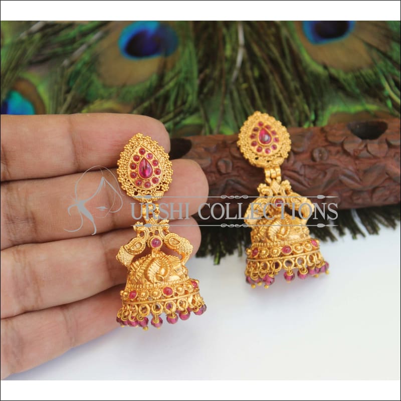 Designer Premium quality Peacock gold plated earrings M453 - EARRINGS