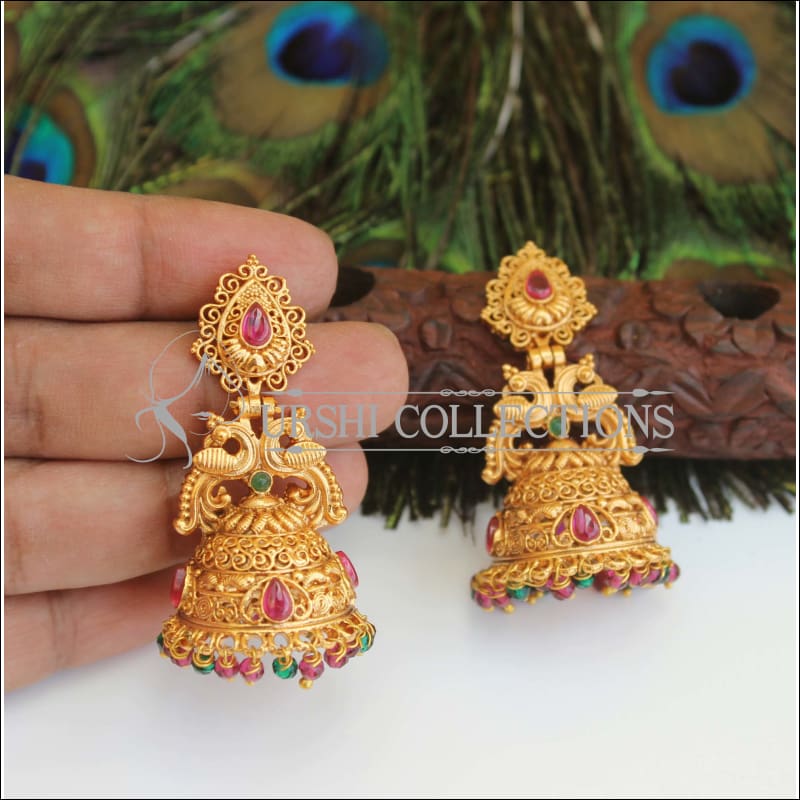 Designer Premium quality Peacock gold plated earrings M457 - Earrings