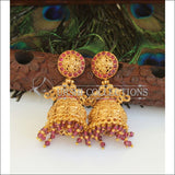 Designer Premium quality Peacock gold plated earrings M460 - PINK - Earrings