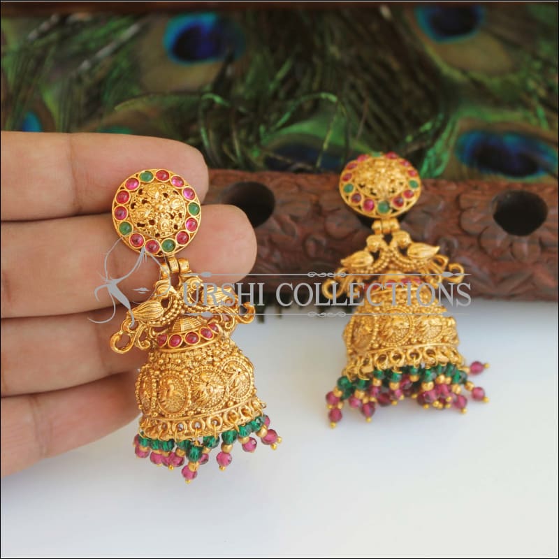 Designer Premium quality Peacock gold plated earrings M460 - Earrings