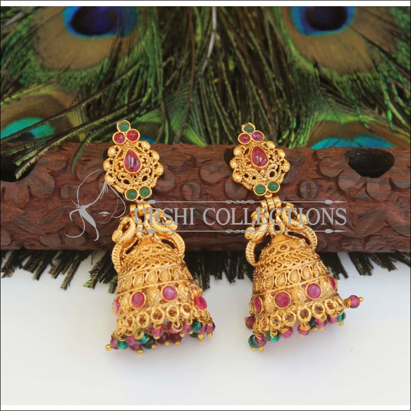 Designer Premium quality Peacock gold plated earrings M470 - MULTY - Earrings