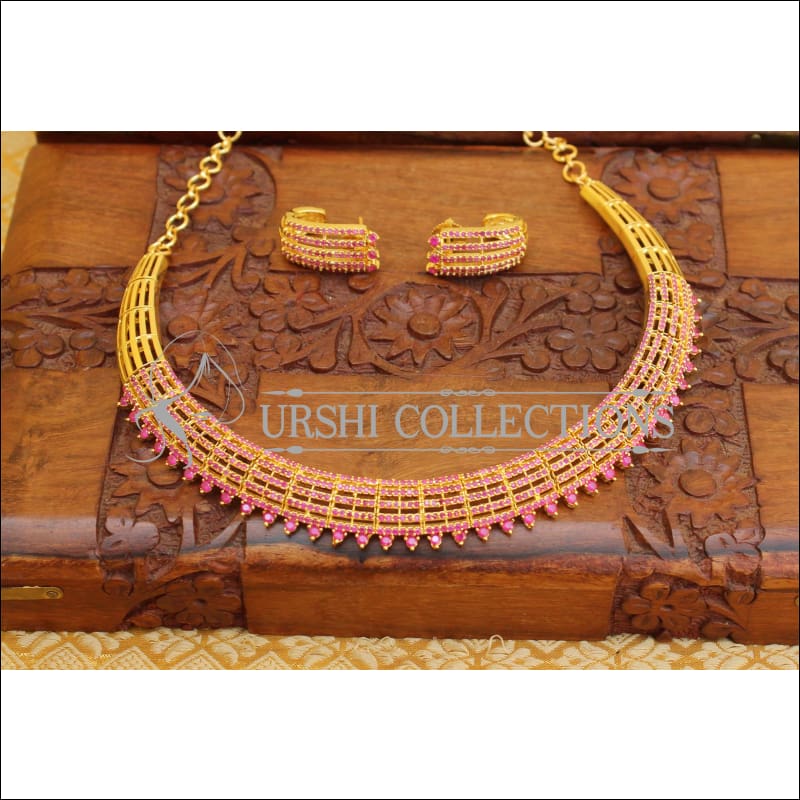 DESIGNER RUBY NECKLACE SET UC-NEW3338 - Necklace Set