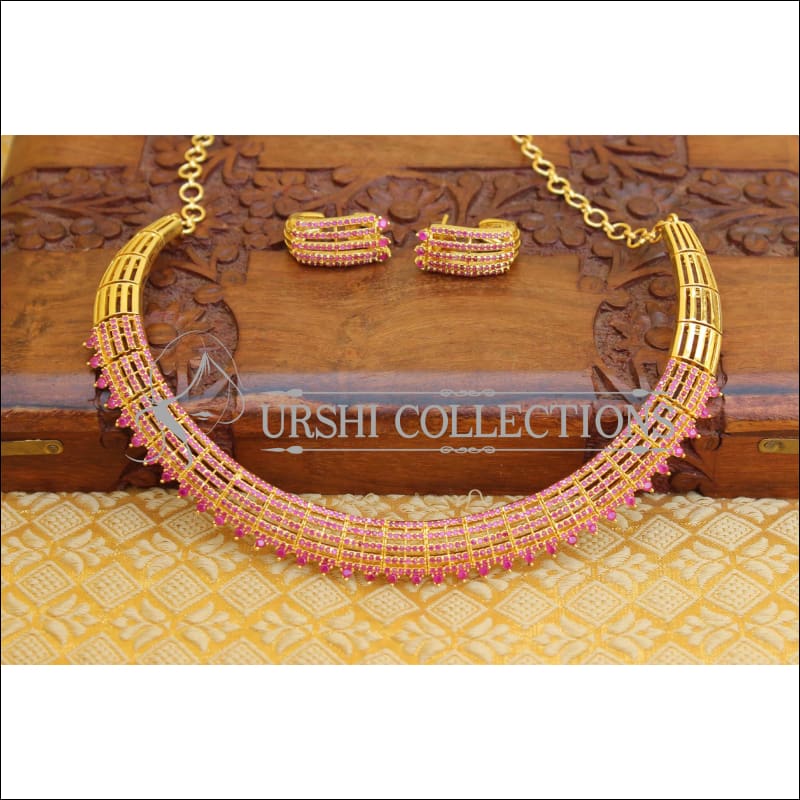 DESIGNER RUBY NECKLACE SET UC-NEW3338 - Necklace Set
