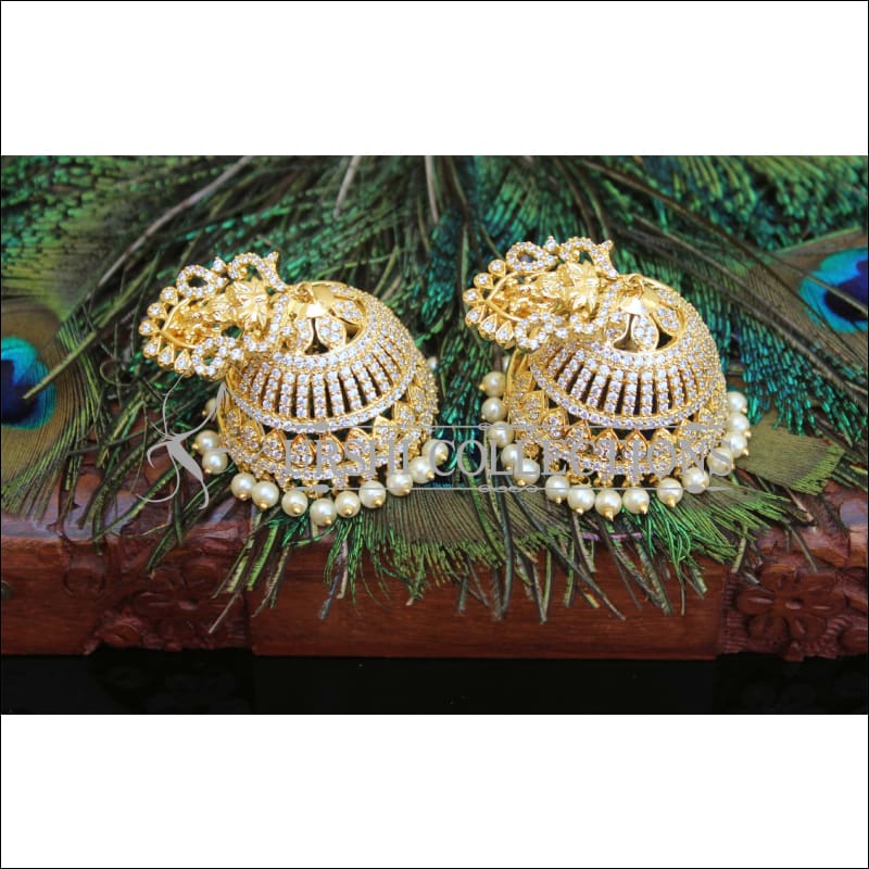 DESIGNER TEMPLE CZ EARRINGS M68 - Earrings