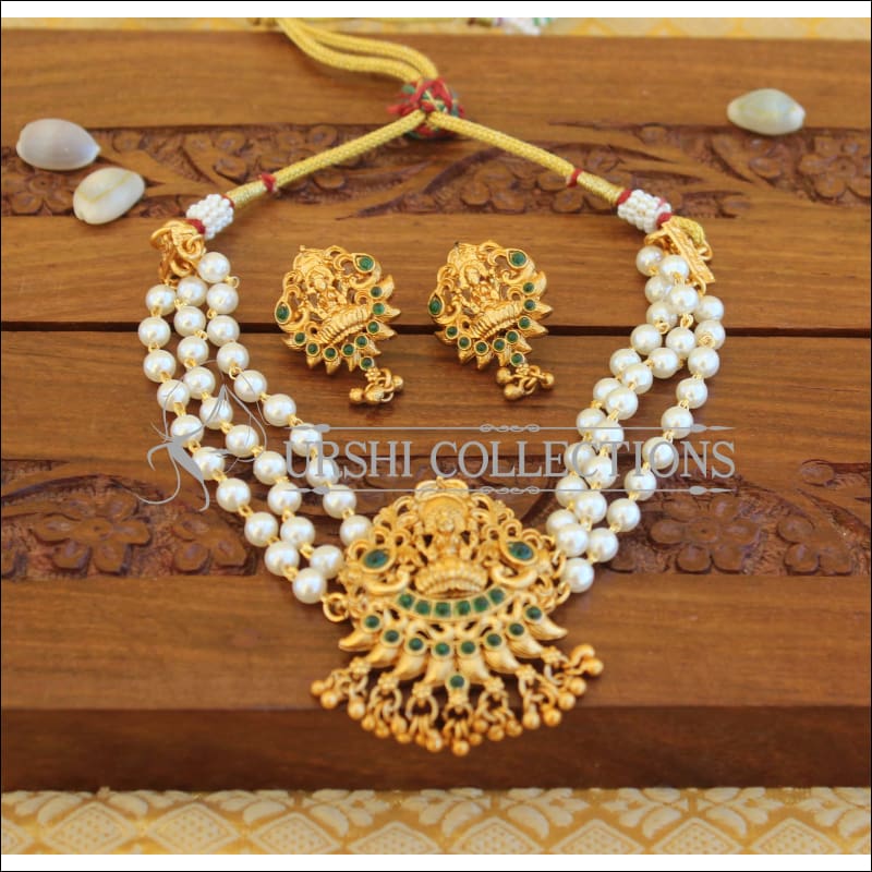 Designer temple necklace M633 - green - Necklace Set