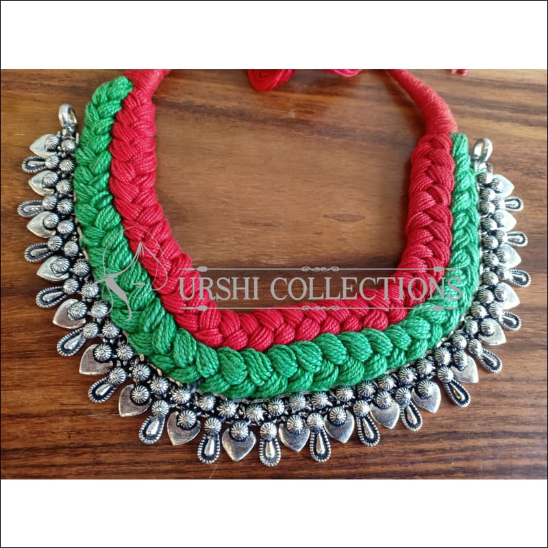 Silver Oxidised Lotus Coin Thread Necklace – Pia Ka Ghar