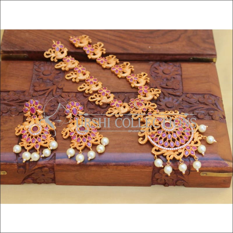 DESINGER MATTE FINISH PEACOCK NECKLACE SET UC-NEW3178 - Necklace Set