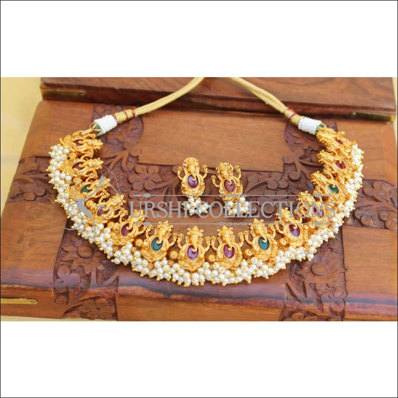 Elegant Antic Polish Ganesha Necklace Set UC-NEW191 - Multi - Necklace Set