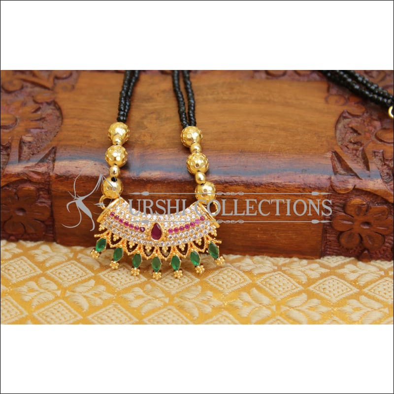 ELEGANT BLACK BEADS CZ NECKLACE UTV365 - Necklace Set