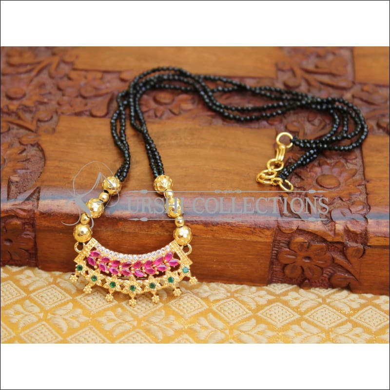 ELEGANT BLACK BEADS CZ NECKLACE UTV366 - Necklace Set