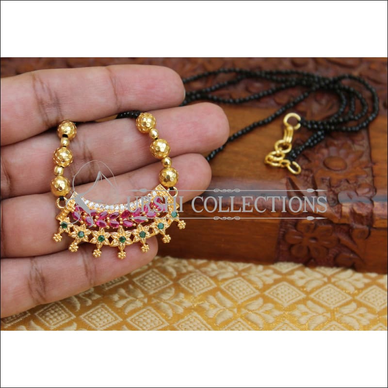 ELEGANT BLACK BEADS CZ NECKLACE UTV366 - Necklace Set