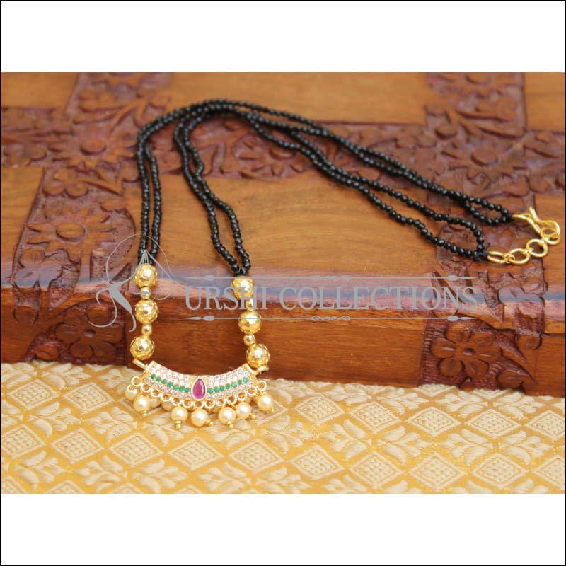 ELEGANT BLACK BEADS CZ NECKLACE UTV367 - Necklace Set