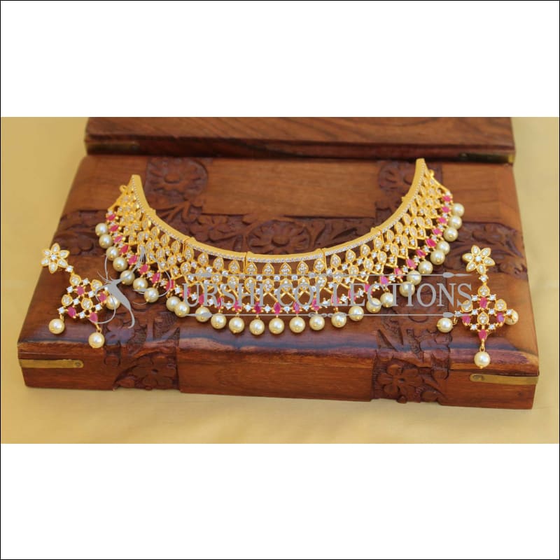 Elegant CZ Choker Necklace Set UTV33 - Necklace Set
