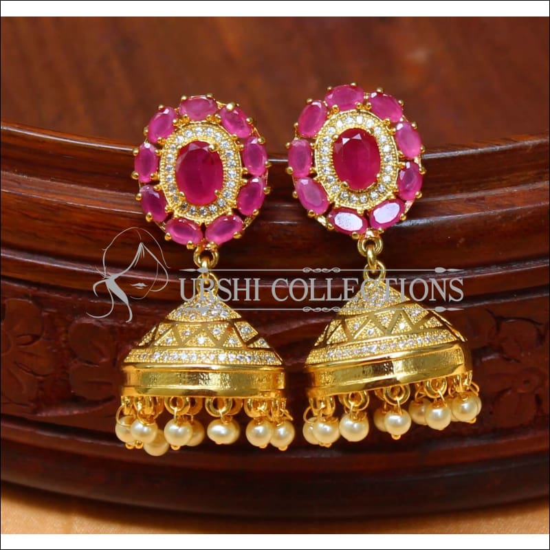 Elegant CZ Earrings Set UC-NEW1415 - Ruby - Earrings