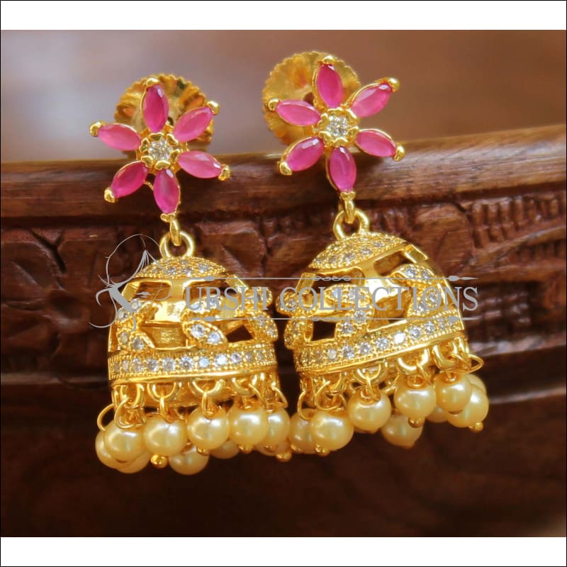 Elegant CZ Earrings Set UC-NEW1426 - Ruby - Earrings