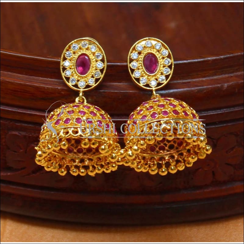 Elegant CZ Earrings Set UC-NEW1439 - Ruby - Earrings
