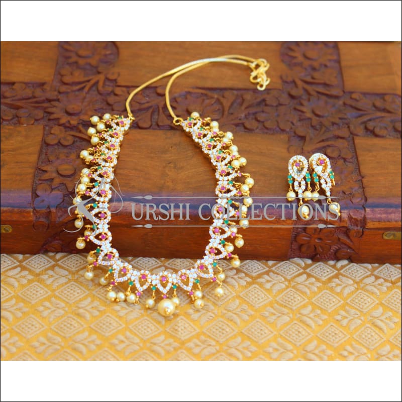 ELEGANT CZ NECKLACE SET UTV402 - Necklace Set