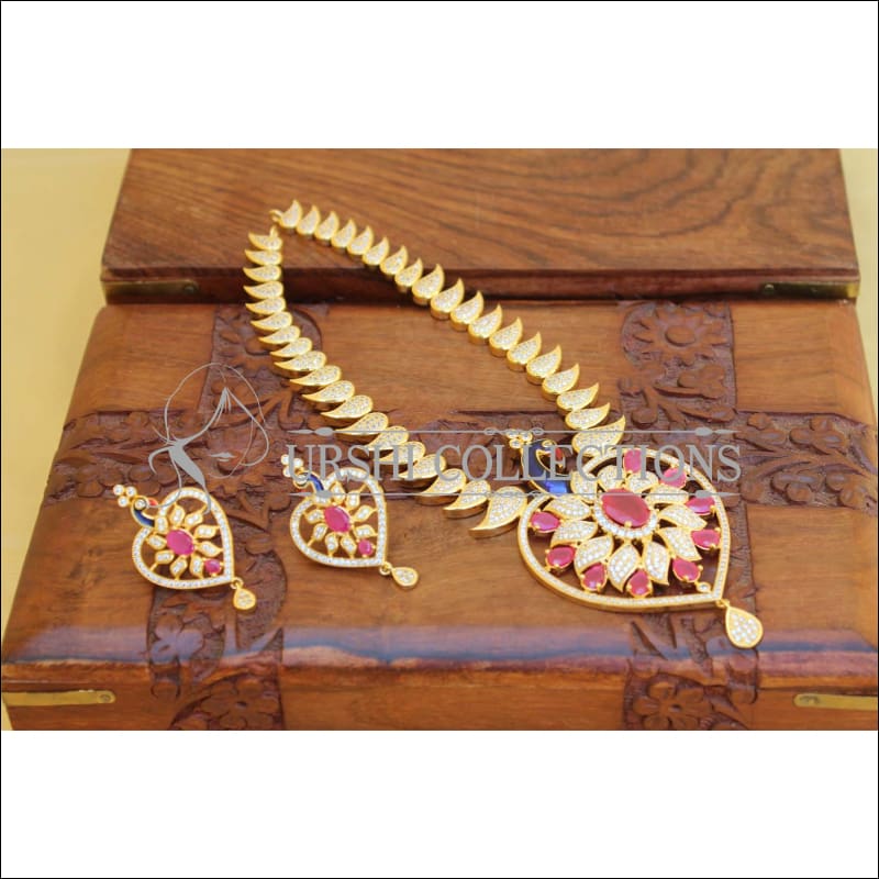 Elegant CZ Peacock Necklace Set UTV28 - Necklace Set