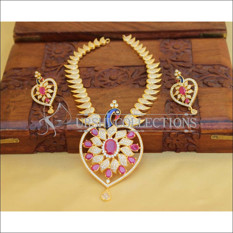 Elegant CZ Peacock Necklace Set UTV28 - Necklace Set