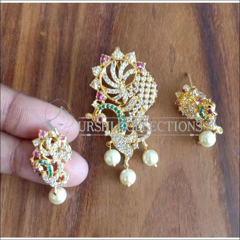 ELEGANT CZ PEACOCK PENDANT SET UTV1261 - Pendant Set