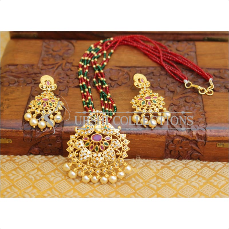 ELEGANT CZ PEACOCK PENDANT SET UTV520 - pendant set