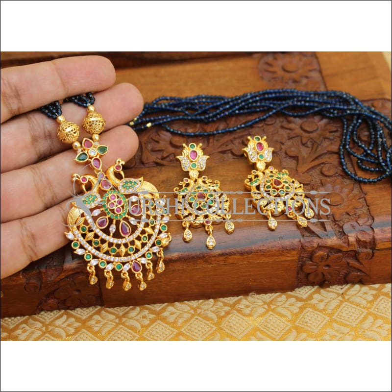 ELEGANT CZ PEACOCK PENDANT SET UTV524 - Pendant Set
