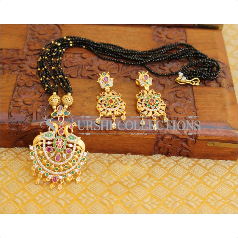 ELEGANT CZ PEACOCK PENDANT SET UTV525 - pendant set