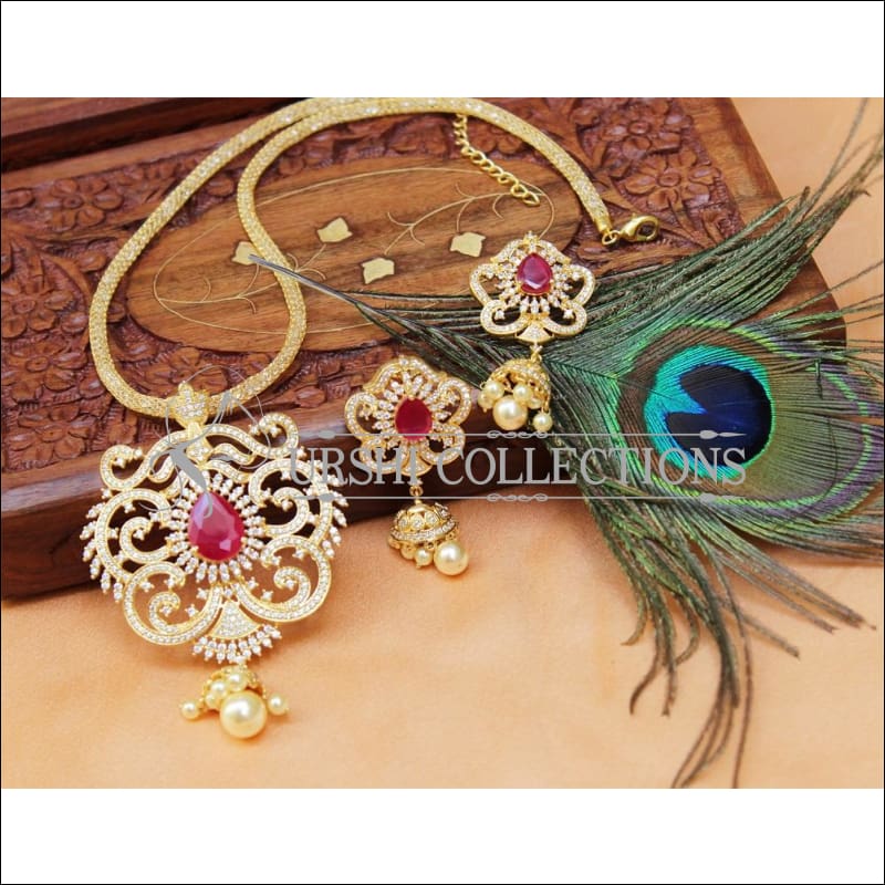 Elegant CZ Pendant Set UC-NEW1839 - Red - Pendant Set