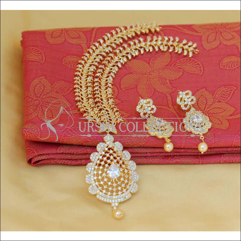 Elegant Designer CZ Necklace Set UC-NEW1907 - White - Necklace Set