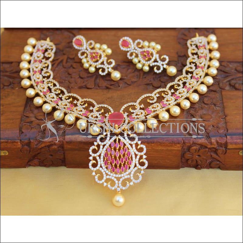 ELEGANT DESIGNER CZ NECKLACE SET UTV445 - Necklace Set