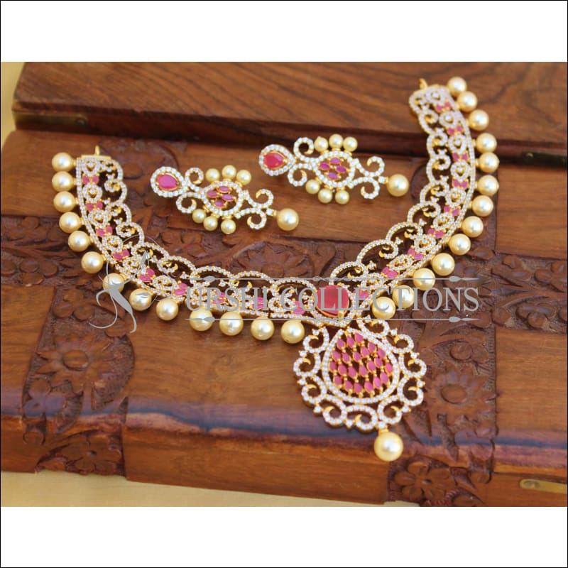 ELEGANT DESIGNER CZ NECKLACE SET UTV445 - Necklace Set