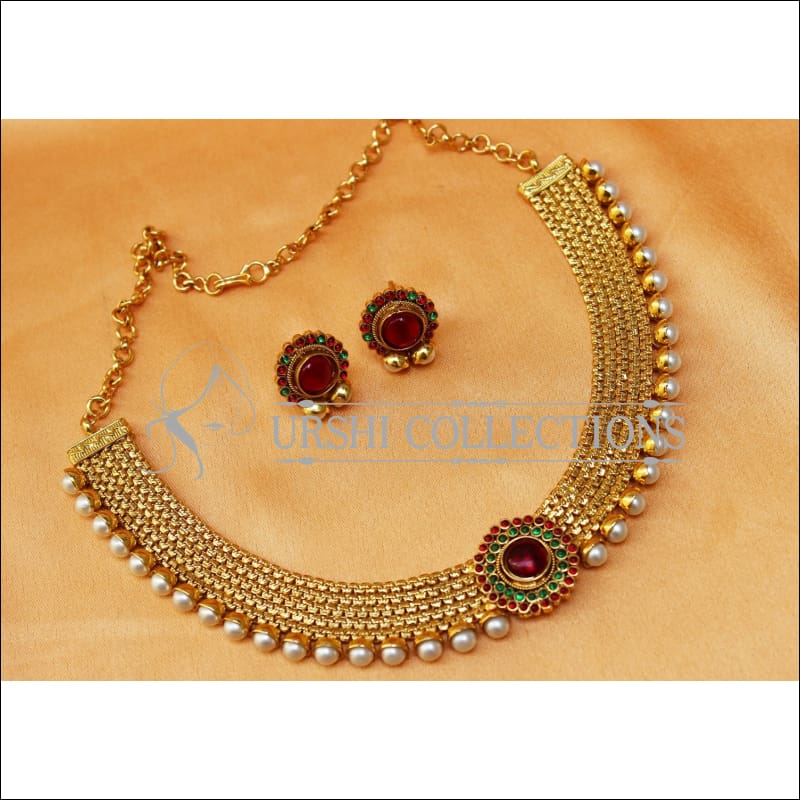 Elegant Designer Gold Plated Necklace Set UC-NEW2057 - Multy - Necklace Set