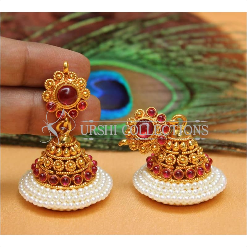 Elegant Geru Polish Earrings Set UC-NEW1657 - Ruby - Earrings