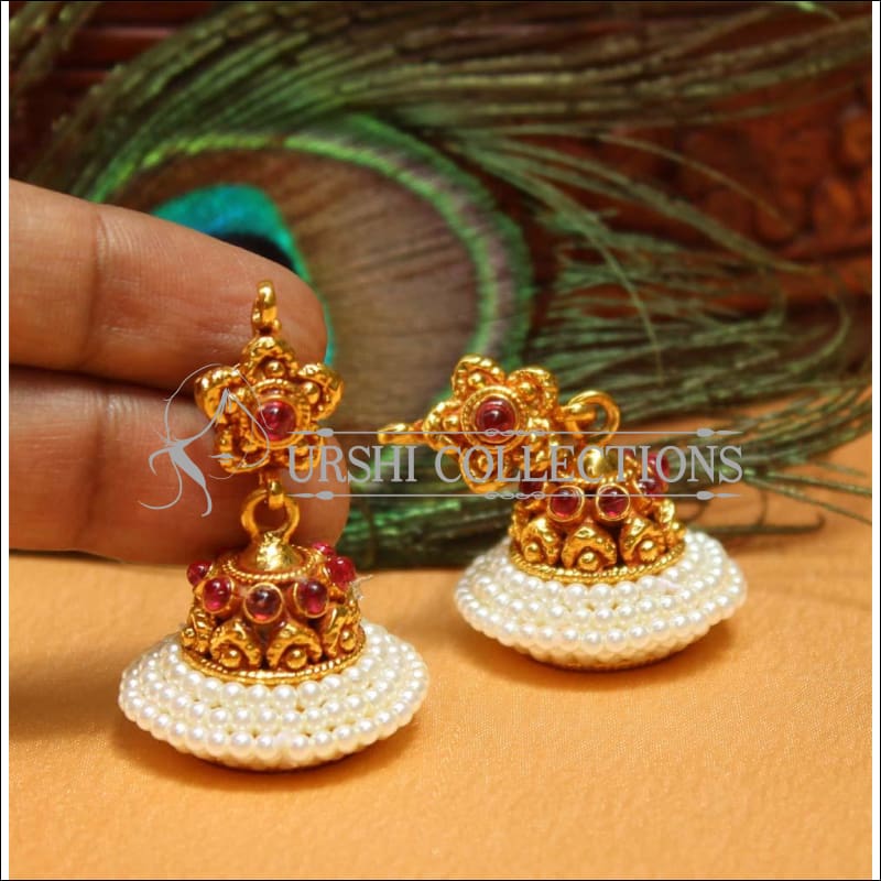 Elegant Geru Polish Earrings Set UC-NEW1659 - Ruby - Earrings