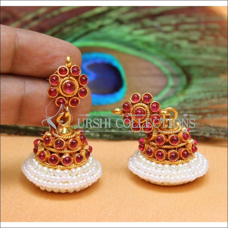 Elegant Geru Polish Earrings Set UC-NEW1661 - Ruby - Earrings