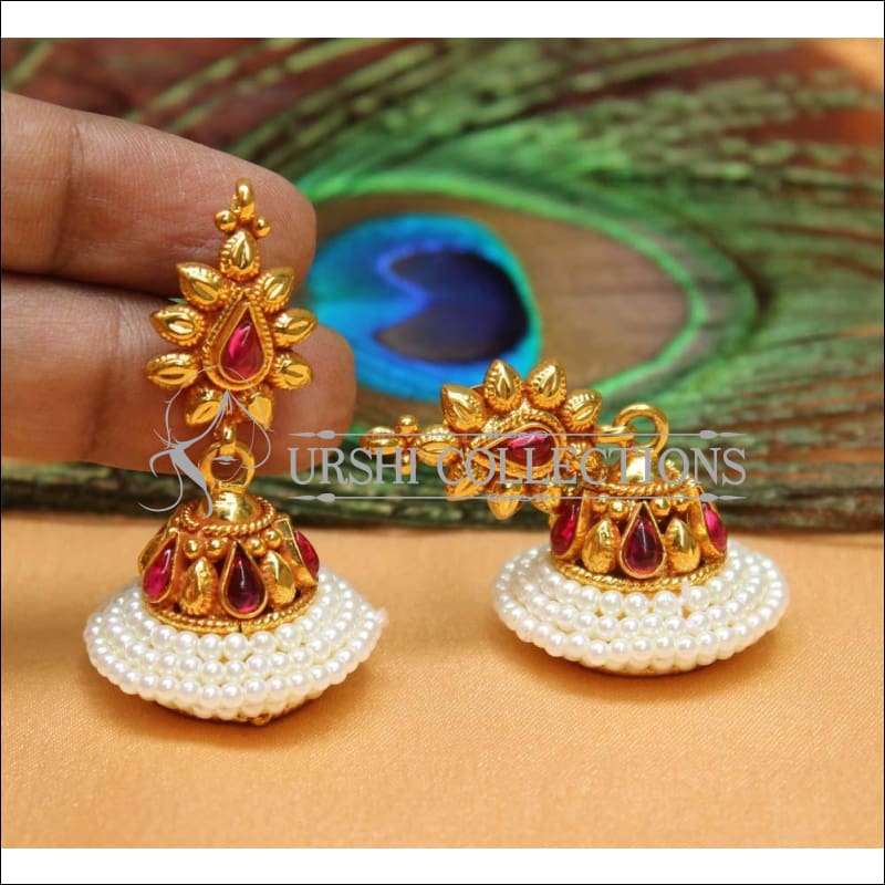 Elegant Geru Polish Earrings Set UC-NEW1663 - Ruby - Earrings