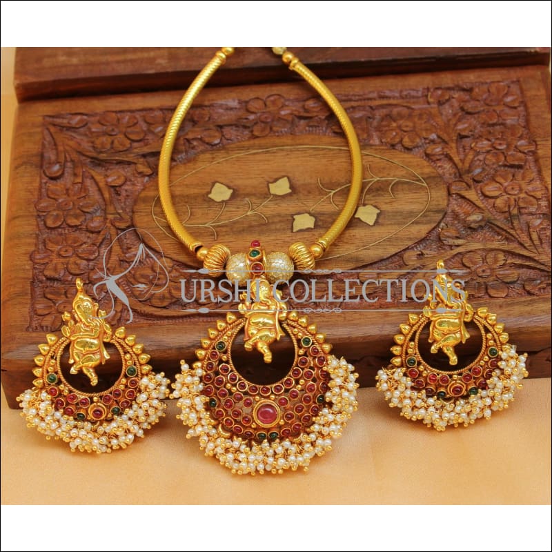 Elegant Geru Polish Ganesha Necklace Set UC-NEW2295 - Multy - Necklace Set
