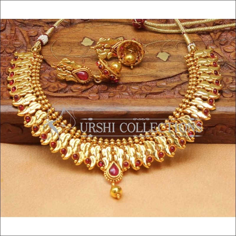 Elegant Geru Polish Necklace Set UC-NEW1282 - Ruby - Necklace Set