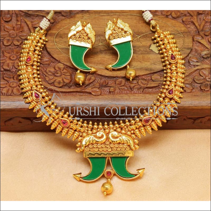 Elegant Geru Polish Peacock Necklace Set UC-NEW1267 - Green - Necklace Set